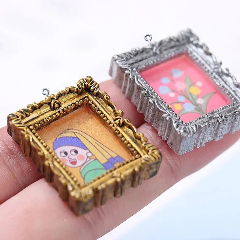 Vintage Fashion Earrings - 10 шт. винтажных кабошонов-фоторамок из смолы