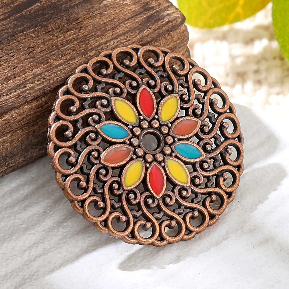 Vintage Fashion Earrings - Винтажные медные бронзовые эмалевые круглые подвески